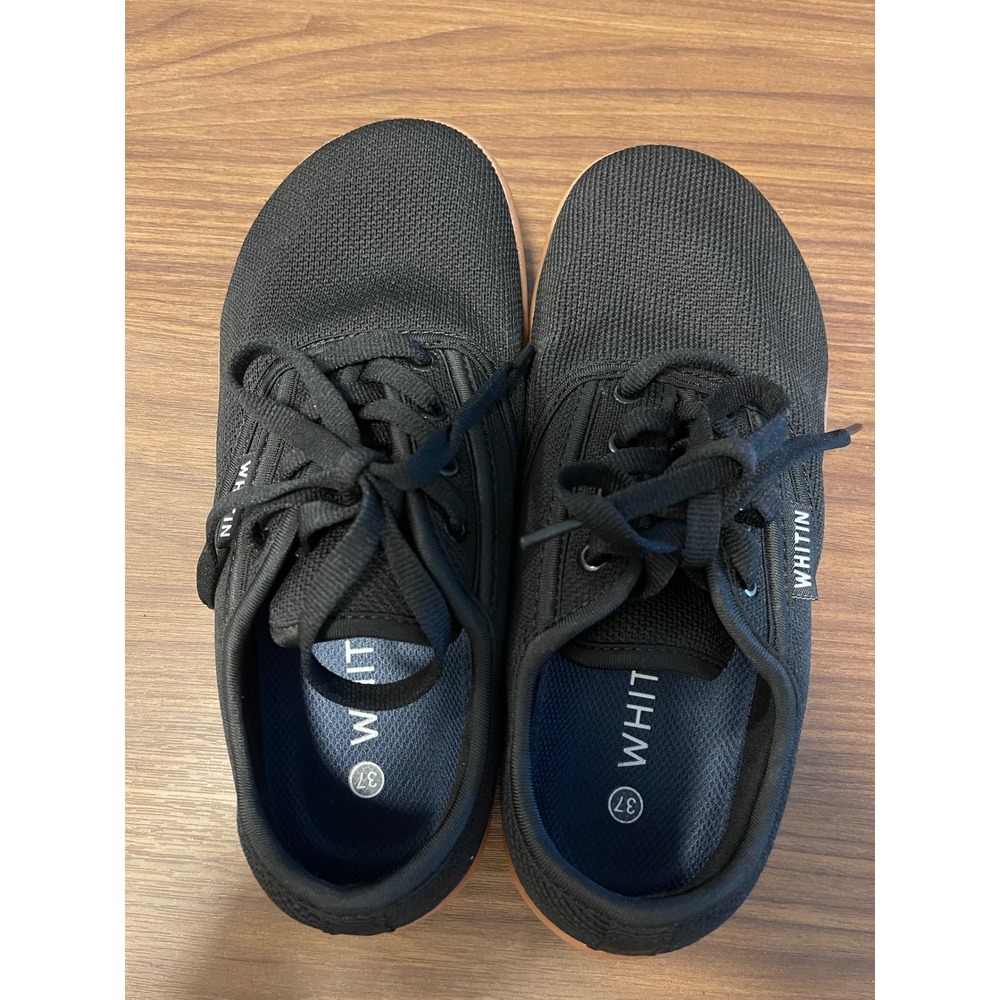 Whitin W872 Barefoot Sneakers Black Gum Sole Minimalist Wide Toe Box EU 37